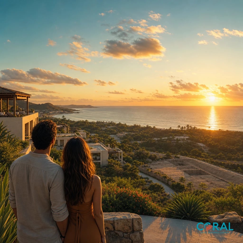 Post de una desarrolladora: pareja mirando el mar al atardecer